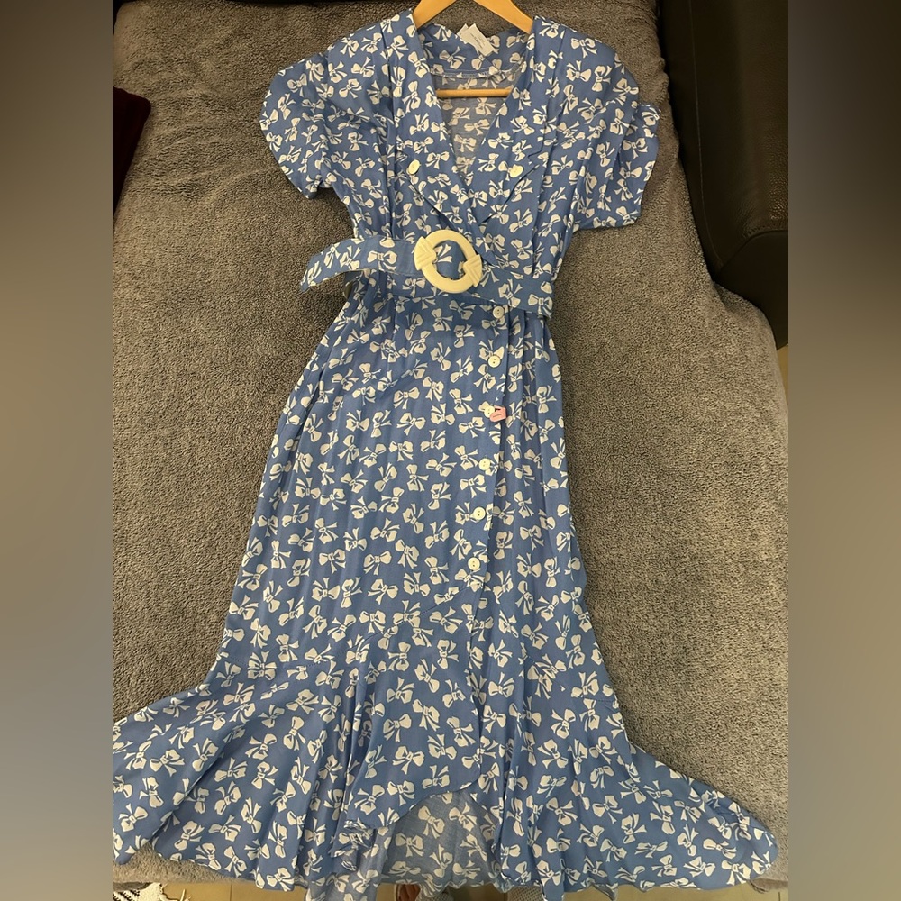 Vintage Milanzo Blue and White Floral Maxi Dress